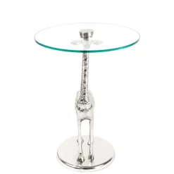 Runder Glas Beistelltisch mit Giraffe als Fuß - Fenya^Wohnen New