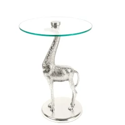 Runder Glas Beistelltisch mit Giraffe als Fuß - Fenya^Wohnen New