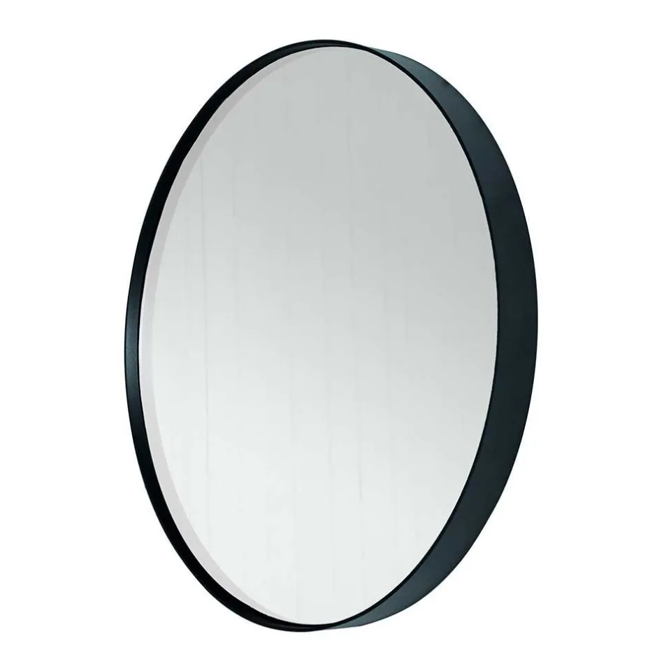 Runder Glasspiegel in Schwarz - Fulia^Wohnen Sale