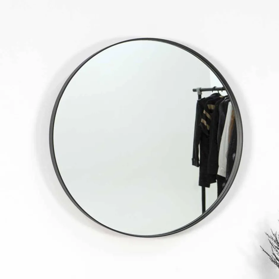 Runder Glasspiegel in Schwarz - Fulia^Wohnen Sale