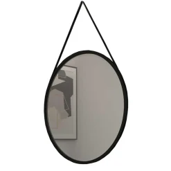 Runder Hängespiegel in Schwarz Metallrahmen - Emotionnel^Wohnen Discount