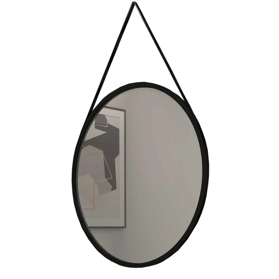 Runder Hängespiegel in Schwarz Metallrahmen - Emotionnel^Wohnen Discount