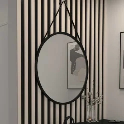Runder Hängespiegel in Schwarz Metallrahmen - Emotionnel^Wohnen Discount