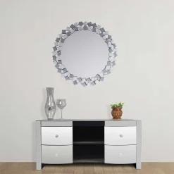 Runder Hängespiegel in Silber & Grau - Compadro^Wohnen Outlet