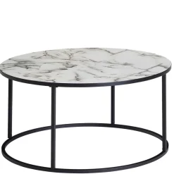 Wohnen Runder Hochglanz Wohnzimmertisch in Marmoroptik - Domi