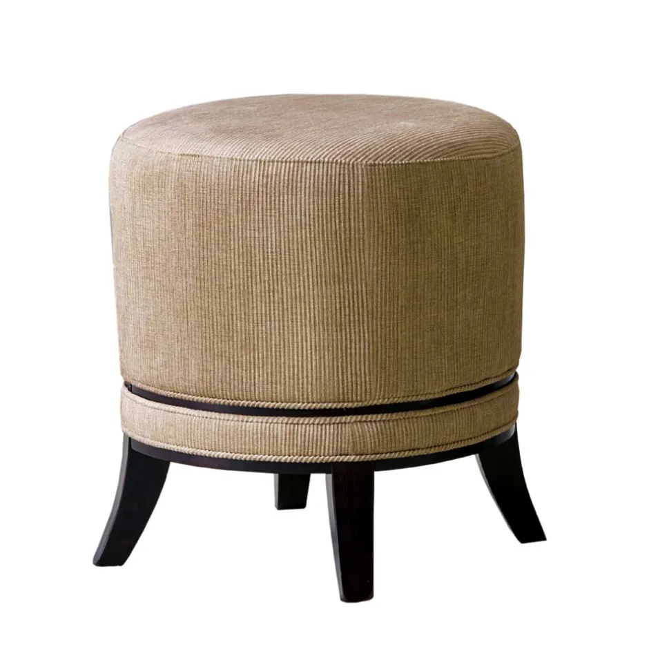 Runder Hocker aus Cord in Beige - Vonika^Wohnen Best