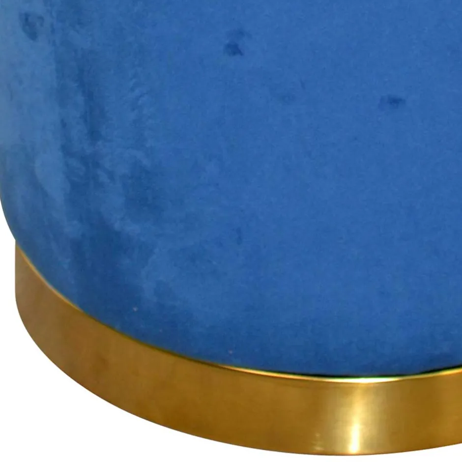 Runder Hocker aus Samt in Blau - Mialan^Wohnen