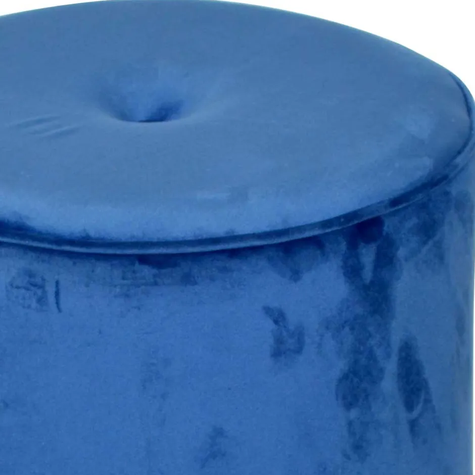 Runder Hocker aus Samt in Blau - Mialan^Wohnen