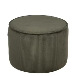 Runder Hocker Pouf aus Cord in Oliv Grün - Brisbane^Wohnen New