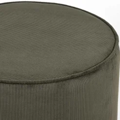 Runder Hocker Pouf aus Cord in Oliv Grün - Brisbane^Wohnen New