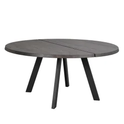 Runder Holztisch Eiche Dunkelbraun & Metall - Liguria^Wohnen Clearance