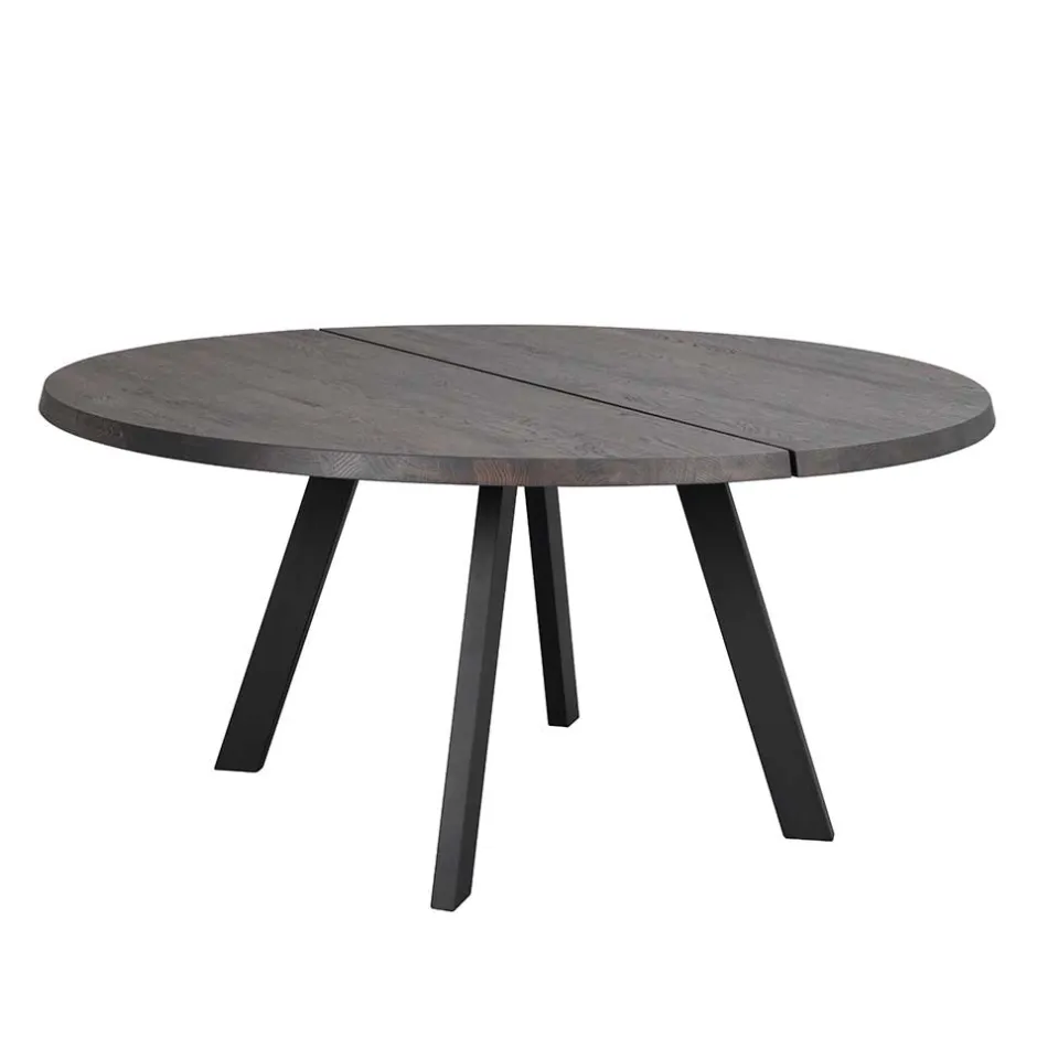 Runder Holztisch Eiche Dunkelbraun & Metall - Liguria^Wohnen Clearance