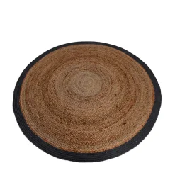 Wohnen Runder Juteteppich mit Baumwollrand in Schwarz - Ophra