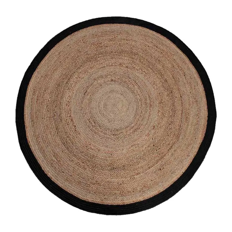 Wohnen Runder Juteteppich mit Rand aus Baumwolle - Brindusa