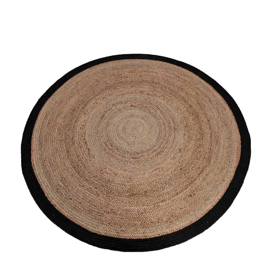 Wohnen Runder Juteteppich mit Rand aus Baumwolle - Brindusa