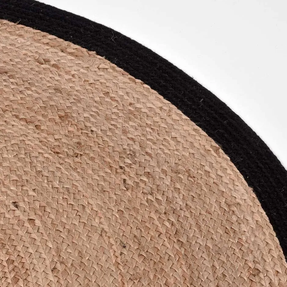 Wohnen Runder Juteteppich mit Rand aus Baumwolle - Brindusa