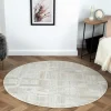 Wohnen Runder Kurzflor Teppich in Creme und Beige - Miaoli
