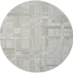 Wohnen Runder Kurzflor Teppich in Creme und Beige - Miaoli