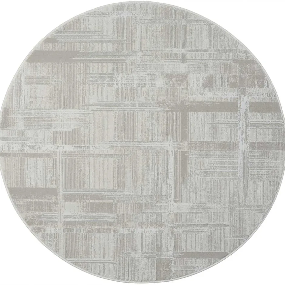 Wohnen Runder Kurzflor Teppich in Creme und Beige - Miaoli