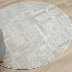 Wohnen Runder Kurzflor Teppich in Creme und Beige - Miaoli