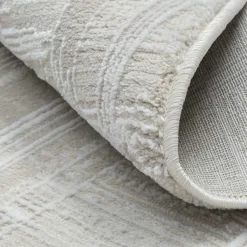 Wohnen Runder Kurzflor Teppich in Creme und Beige - Miaoli