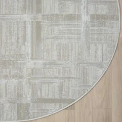 Wohnen Runder Kurzflor Teppich in Creme und Beige - Miaoli