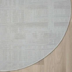 Wohnen Runder Kurzflor Teppich in Creme und Beige - Miaoli