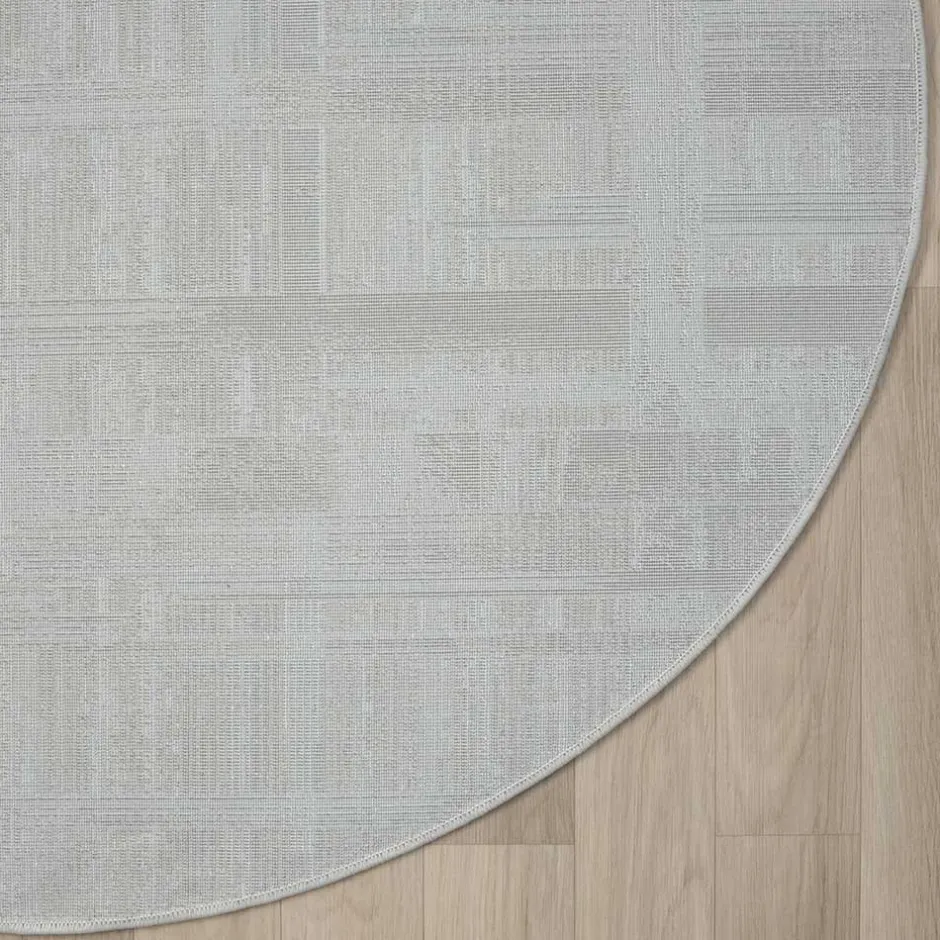 Wohnen Runder Kurzflor Teppich in Creme und Beige - Miaoli