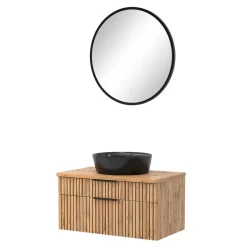 Runder LED Spiegel und Waschkonsole - Crystoga (zweiteilig)^Wohnen Hot