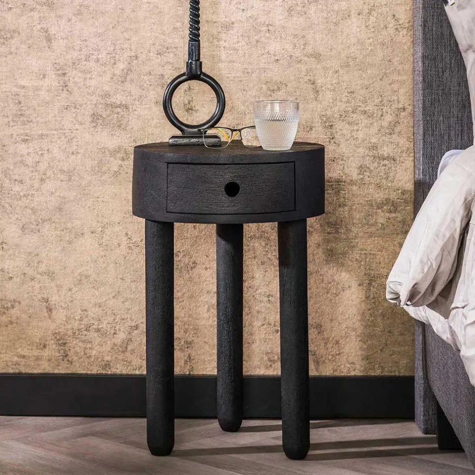 Wohnen Runder Nachttisch mit Dreifußgestell - Zeymon