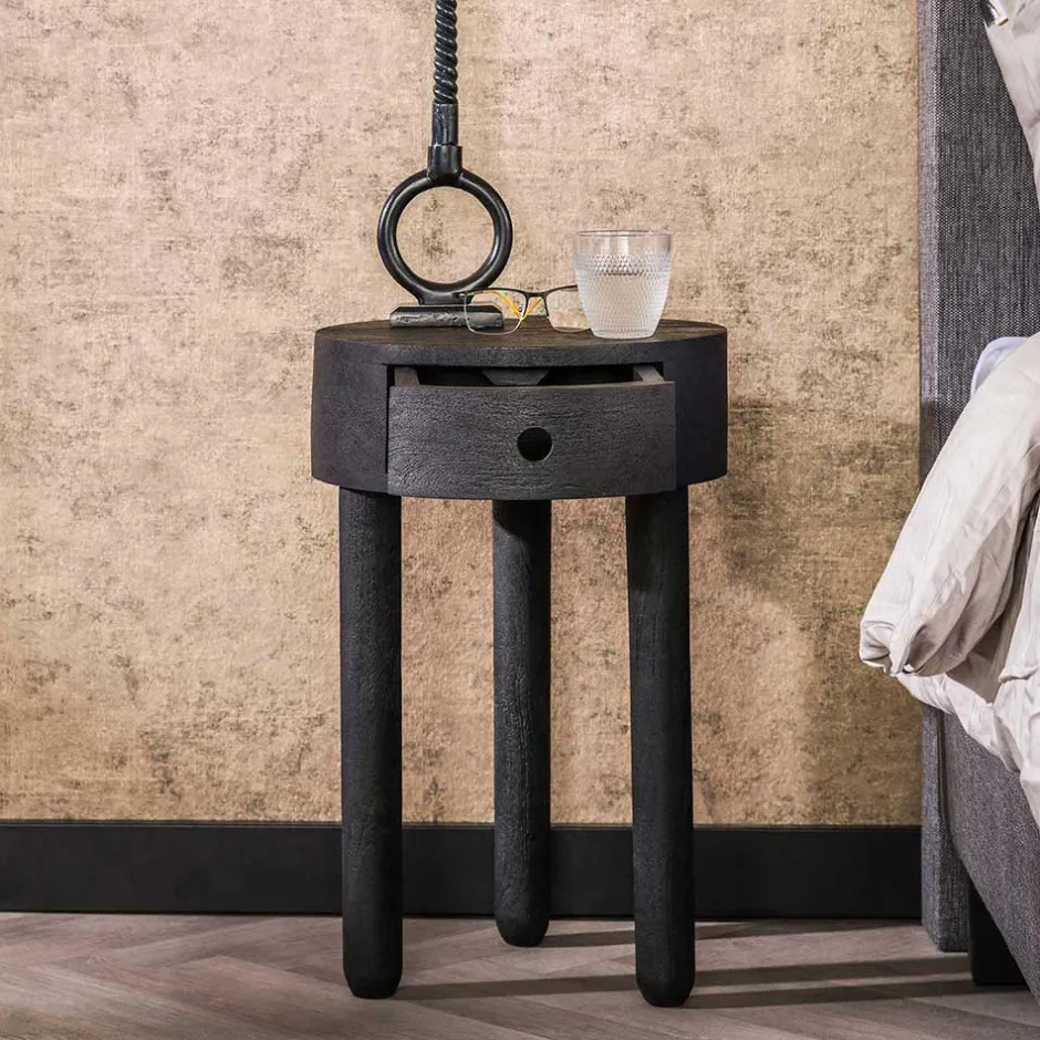 Wohnen Runder Nachttisch mit Dreifußgestell - Zeymon