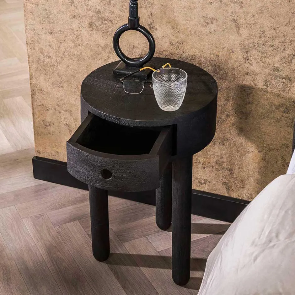 Wohnen Runder Nachttisch mit Dreifußgestell - Zeymon