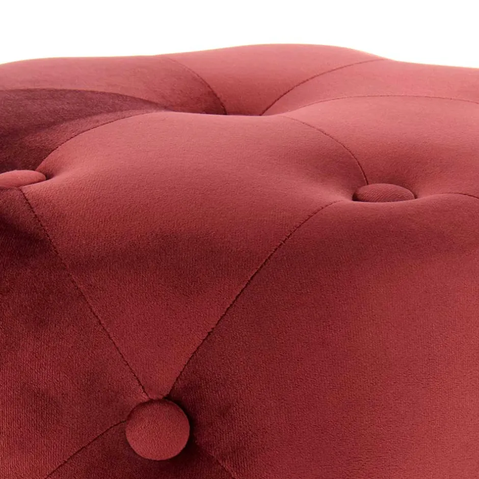 Runder Polsterhocker in Dunkelrot & Gold - Abenda^Wohnen Sale