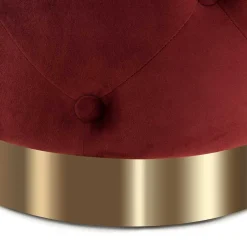 Runder Polsterhocker in Dunkelrot & Gold - Abenda^Wohnen Sale