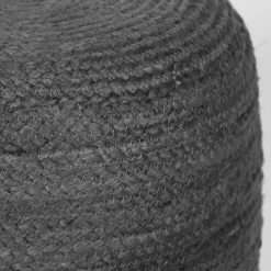 Runder Pouf aus Jute Geflecht in Anthrazit - Triumph^Wohnen Hot