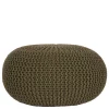 Wohnen Runder Pouf im Strick Look in Oliv Grün - Sensibil
