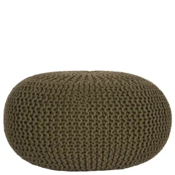 Wohnen Runder Pouf im Strick Look in Oliv Grün - Sensibil