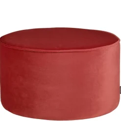 Wohnen Runder Samt Sitzhocker in Rot - Loritana