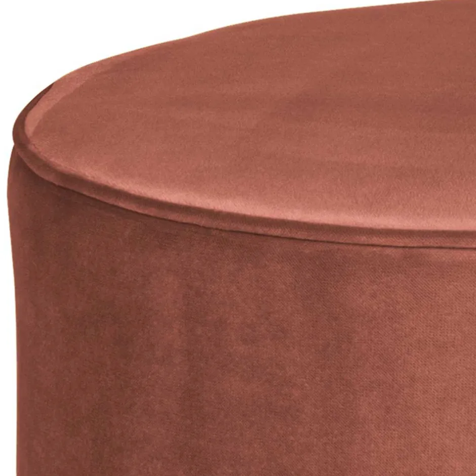 Runder Samt Sitzhocker in Altrosa - Cessma^Wohnen