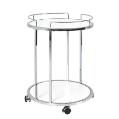 Runder Servierwagen in Weiß & Chrom Balcanov mit 2 Ablagen^Wohnen