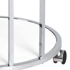 Runder Servierwagen in Weiß & Chrom Balcanov mit 2 Ablagen^Wohnen