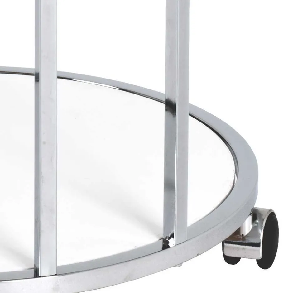 Runder Servierwagen in Weiß & Chrom Balcanov mit 2 Ablagen^Wohnen