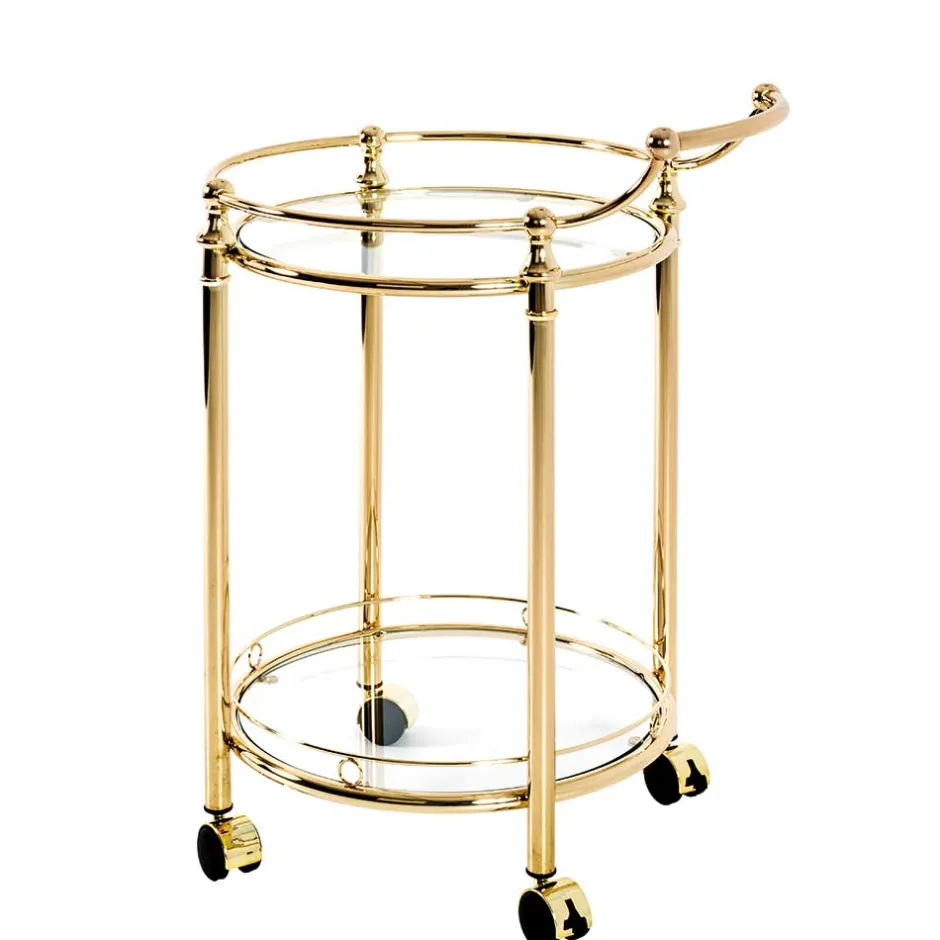 Wohnen Runder Servierwagen mit zwei Glasplatten - Perla