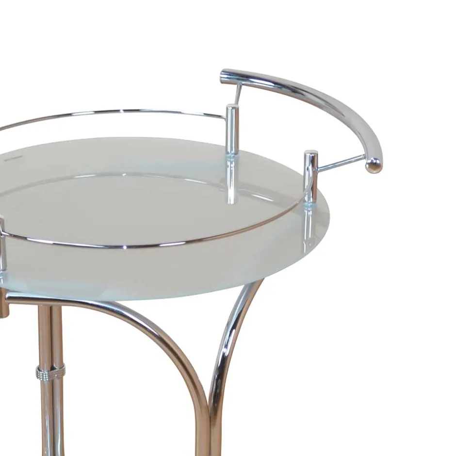 Runder Servierwagen Rino in Weiß Chrom^Wohnen Best