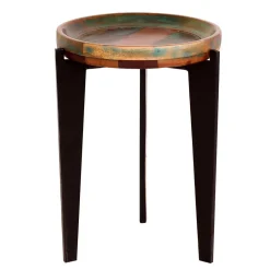 Runder Shabby Chic Beistelltisch aus Altholz - Vosbadus^Wohnen Hot