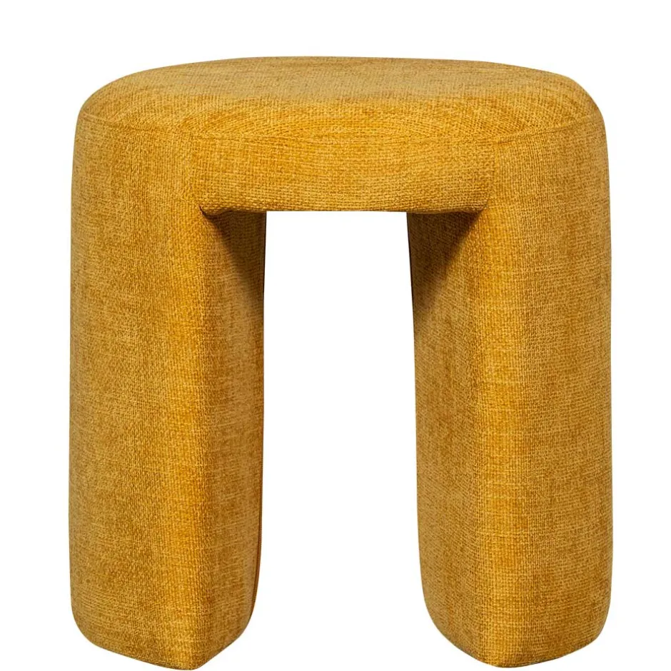 Runder Sitzhocker in Gelb Chenillebezug - Lourettes (2er Set)^Wohnen New