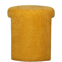 Runder Sitzhocker in Gelb Chenillebezug - Lourettes (2er Set)^Wohnen New