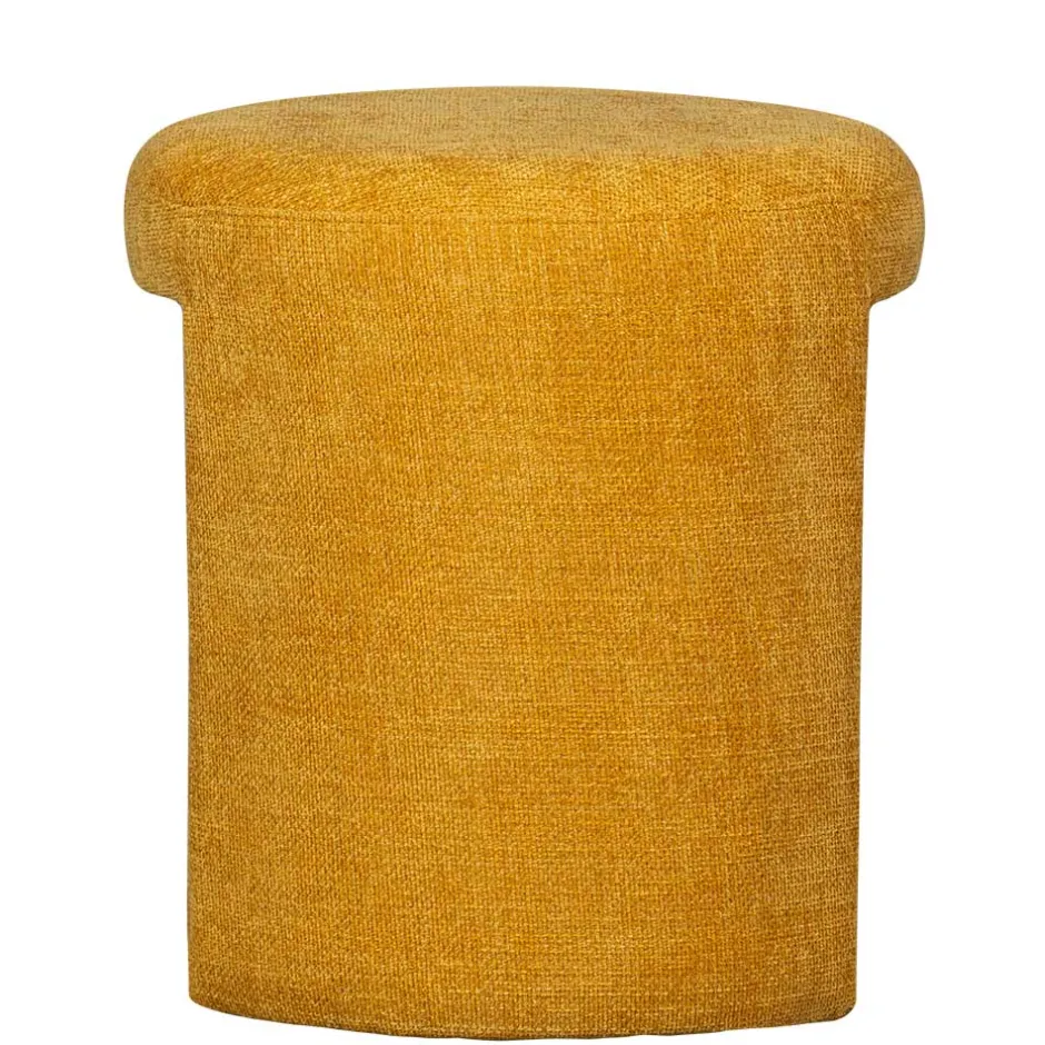 Runder Sitzhocker in Gelb Chenillebezug - Lourettes (2er Set)^Wohnen New