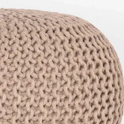 Wohnen Runder Sitzpouf aus Strickstoff in Beige - Zardar