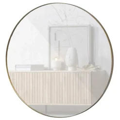 Wohnen Runder Spiegel aus Metall in Gold - Megida